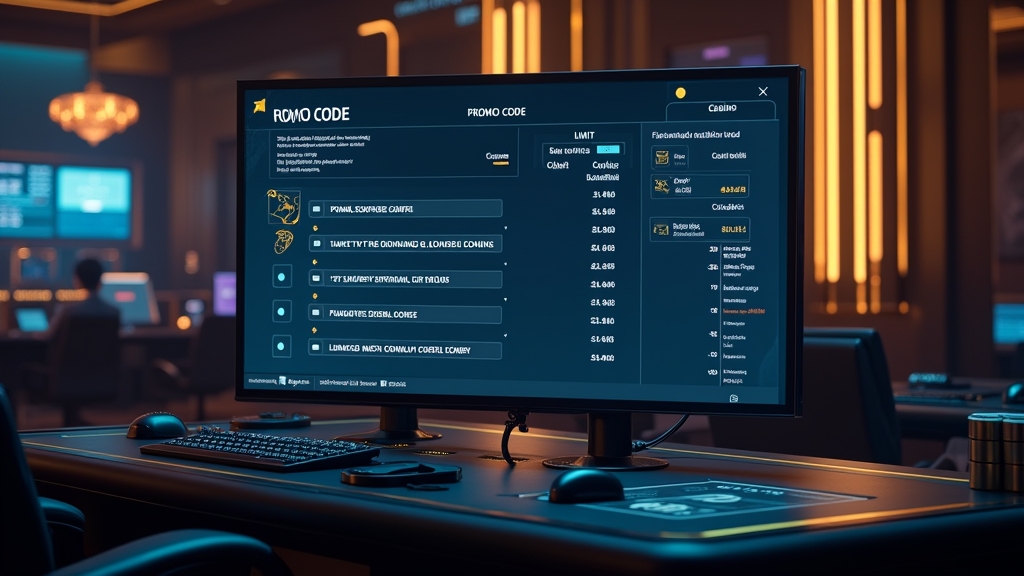Panel de casino con requisitos de activación y límites de un código promocional