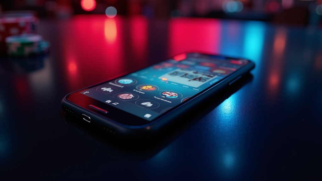 Móvil con la interfaz de PikeBit App en un ambiente de casino oscuro
